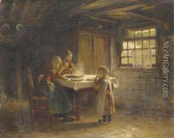 The Family Meal Oil Painting - David Adolf Constant Artz