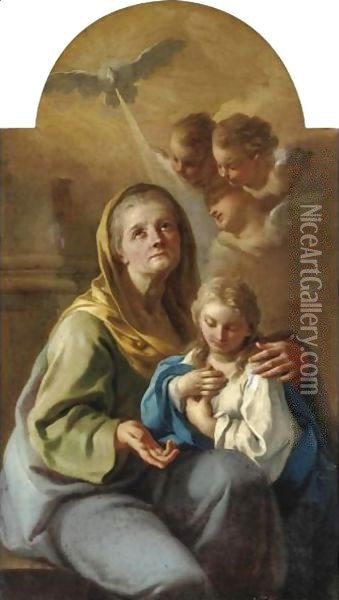 Sant'Anna E La Vergine Bambina Oil Painting - Francesco de Mura