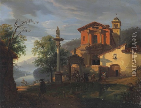 Luscita Dalla Messa Oil Painting - Giovanni Migliara