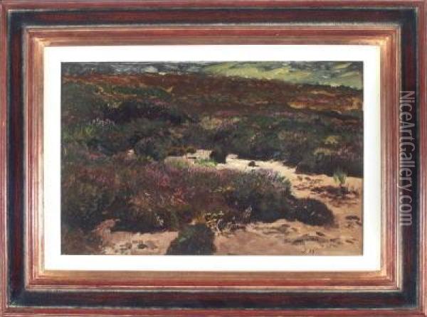 Heidelandschaft Bei Gewitterstimmung Oil Painting - Joseph Wenglein