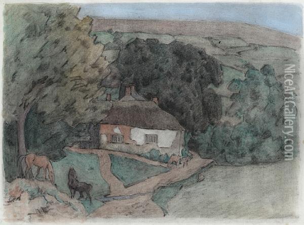 The Smithy From Luppitt Hill Oil Painting - Robert Polhill Bevan