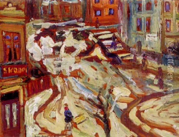 Vinterdag Oil Painting - Eric C. Hallstroem