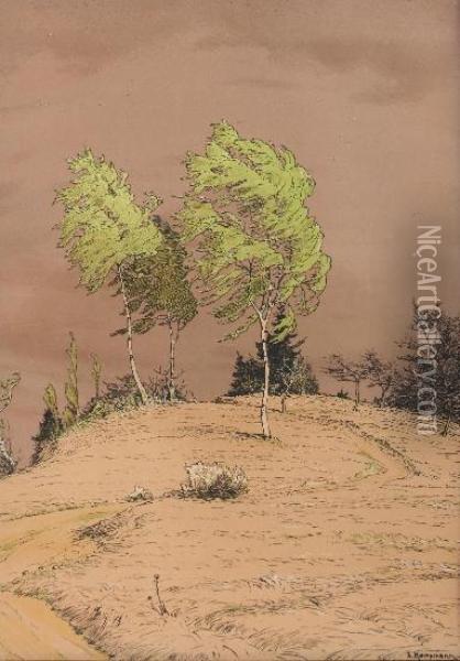 Landschaft Mit Birken Oil Painting - Gustav Kampmann