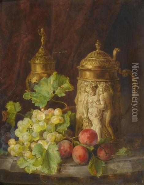 Still Life With Fruits And Grand Chalices Oil Painting - Andreas Lach