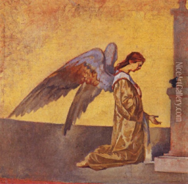 Angel Oil Painting - Polychronis Lembessis