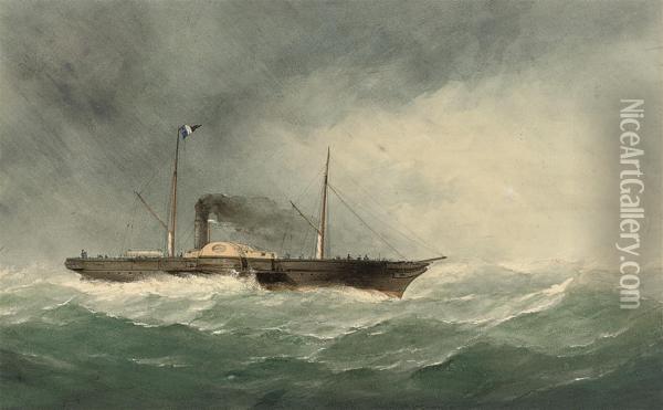 A Cross-channel Paddle Steamer Outward-bound For France Oil Painting - Taylor Charles