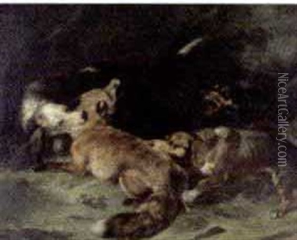 The End Of The Fox Hunt Oil Painting - Benno Raffael Adam