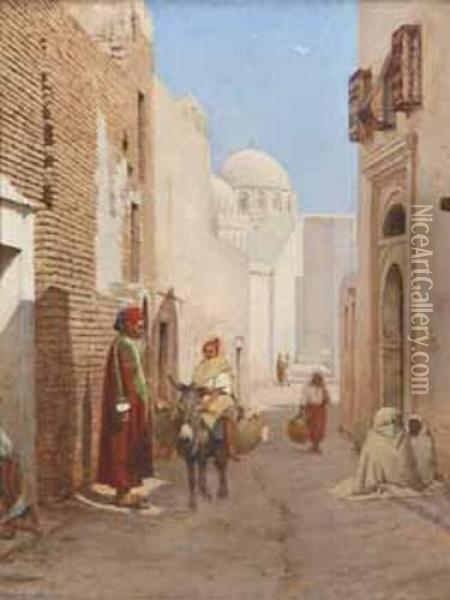 Ruelle Pres D'une Mosquee, 1898 Oil Painting - Jules Daubeil