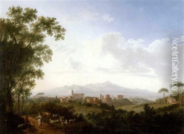 Paysage Avec Vue De Rome Et Du Latium Oil Painting - Jacob Philipp Hackert