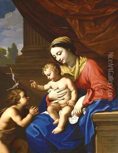 The Virgin and Child with Saint John the Baptist Oil Painting - Nicolas Mignard