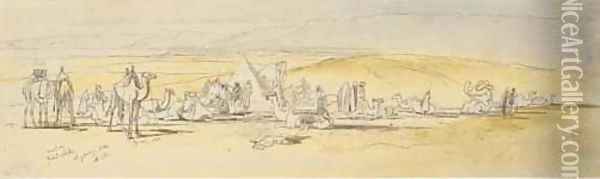 Encampment Gebel Alaka, near Suez, Egypt Oil Painting - Edward Lear