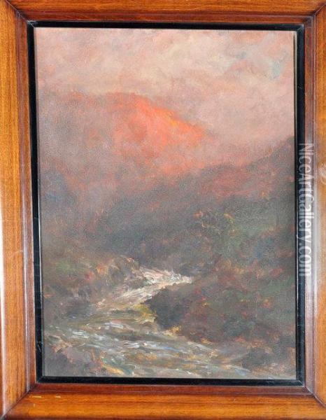 A Misty Upland River Oil Painting - John Falconar Slater