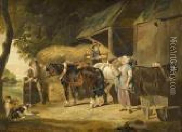 Setting Out With The Haycart Oil Painting - George Morland