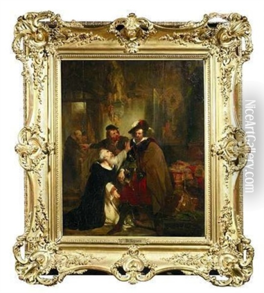 Szene Mit Dominikanermonch Und Edelmann Im Historischen Interieur Oil Painting - Nicaise de Keyser