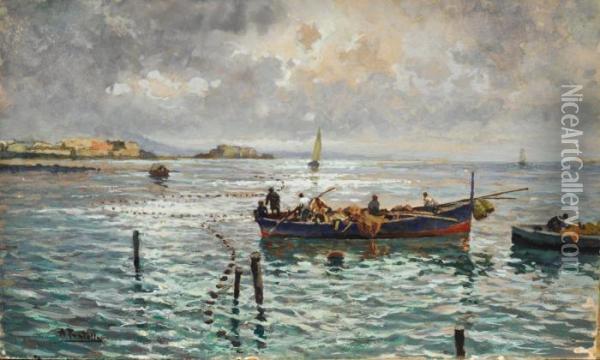 Marina Con Barche Oil Painting - Attilio Pratella