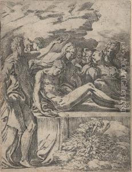 The Entombment Oil Painting - Girolamo Francesco Maria Mazzola (Parmigianino)