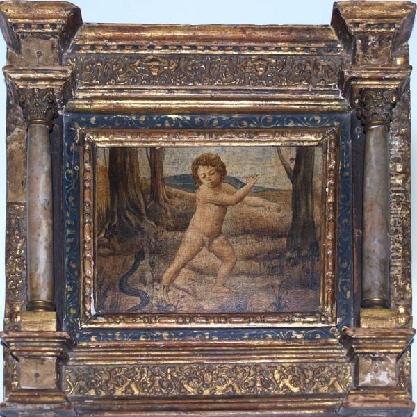 The Infant Hercules Frightened By A Snake Oil Painting - Vincenzo di Biagio Catena