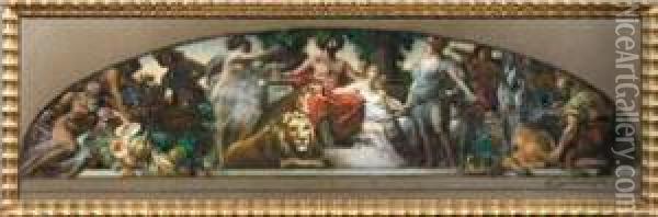 Entwurf Fur Ein Wandgemalde Mit Bacchus Und Diana Oil Painting - Ferdinand I Wagner