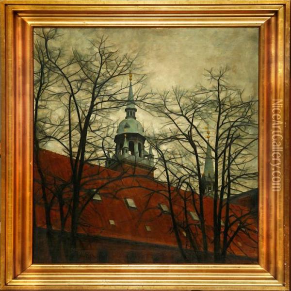 From The Church Of The Holy Spirit In Copenhagen Oil Painting - Svend Hammershoi