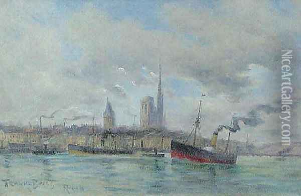 The Harbor at Rouen Oil Painting - Frank Myers Boggs
