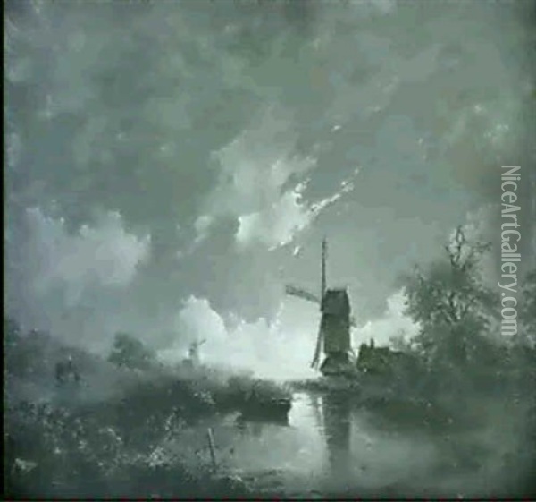 Mondnacht Oil Painting - Remigius Adrianus van Haanen