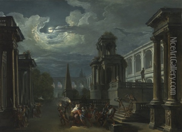 The Abduction Of Helen Oil Painting - Giovanni Paolo Panini
