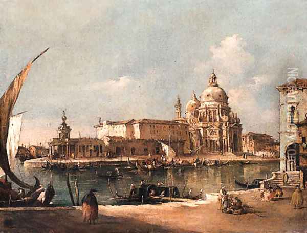 A View of Venice the Entrance to the Grand Canal, with Santa Maria della Salute Oil Painting - Italian School