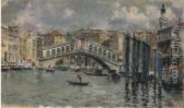 Venezia, Ponte Di Rialto Oil Painting - Antonio Maria de Reyna