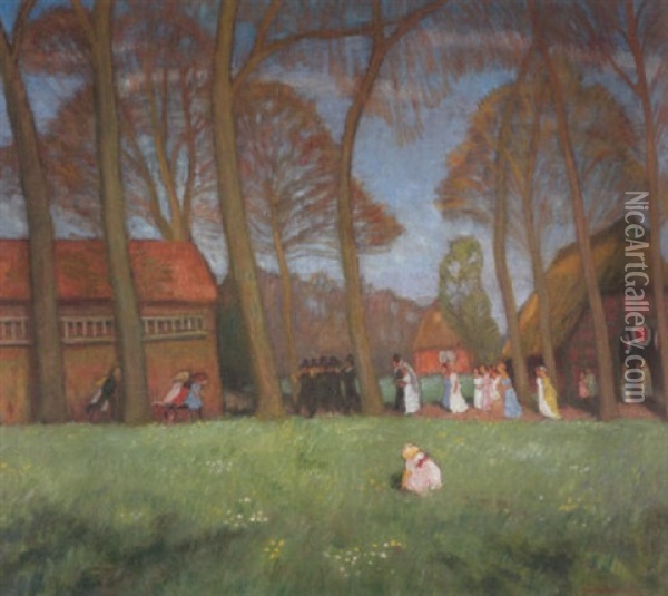 Hochzeitszug In Fischerhude Oil Painting - Otto Modersohn