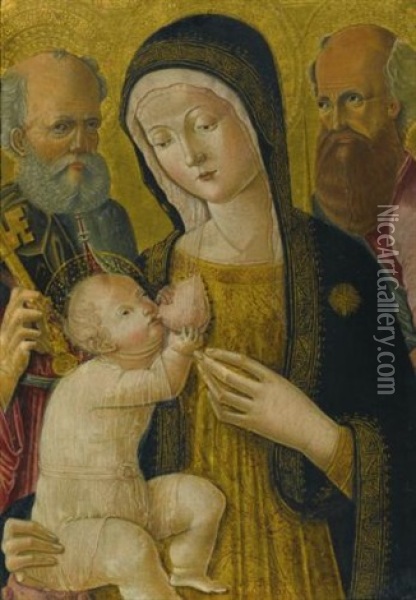 The Madonna And Child With Saints Peter And Paul Oil Painting -  Pietro di Domenico