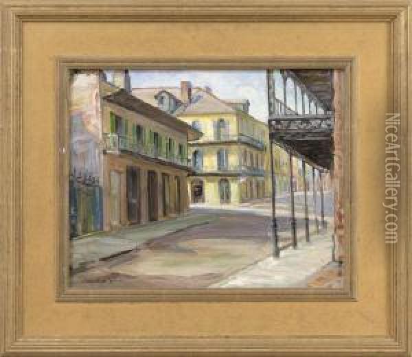 French Quarter Street Scene Oil Painting - George Gardner Symons