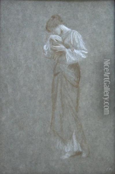 Study For The Life Of The Virgin Oil Painting - Arthur Hughes