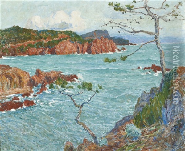 Vue De Mer A La Cote D'azur - Les Trayas Oil Painting - Emile Claus