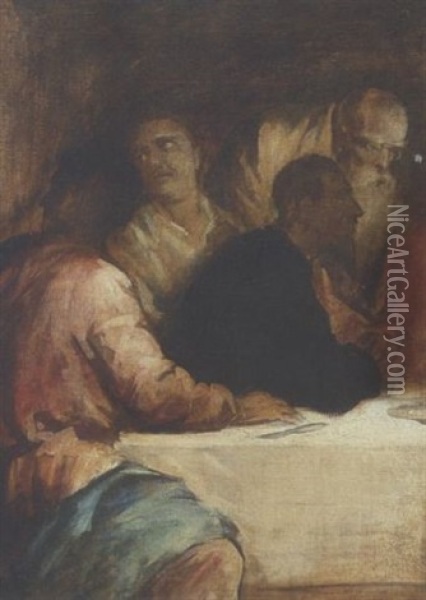 Abendmahlsszene Oil Painting - Franz Seraph von Lenbach