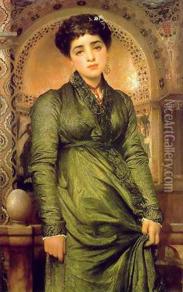 Girl In Green Oil Painting - Lord Frederick Leighton