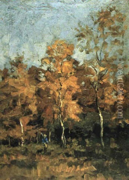 Chasseur Dans Le Bois Oil Painting - Franz Courtens