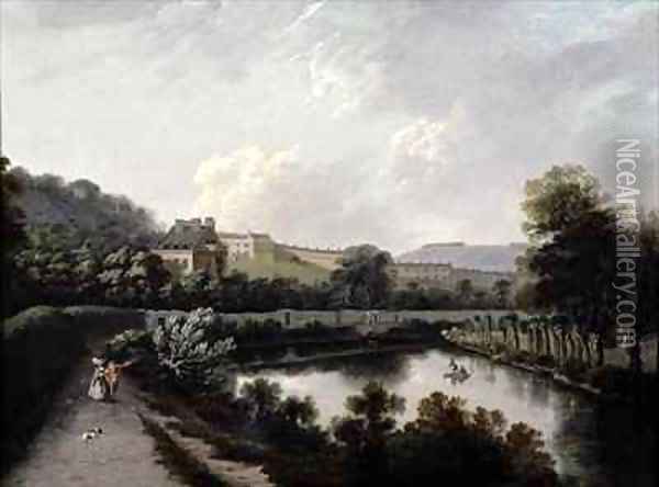 The Royal Crescent Bath from the Avon Oil Painting - Joseph Farington