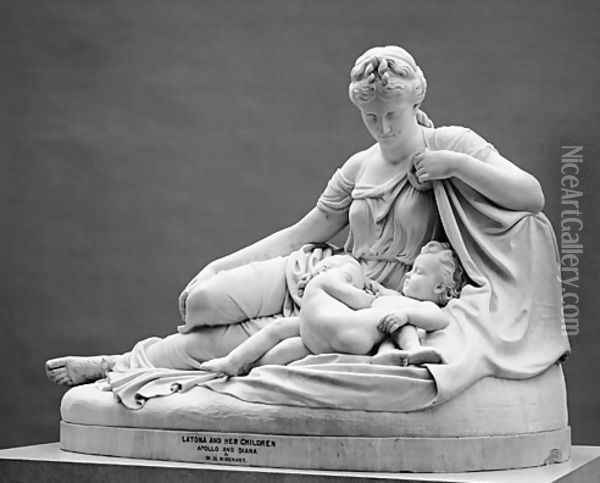 Latona and Her Children, Apollo and Diana Oil Painting - William Henry Rinehart