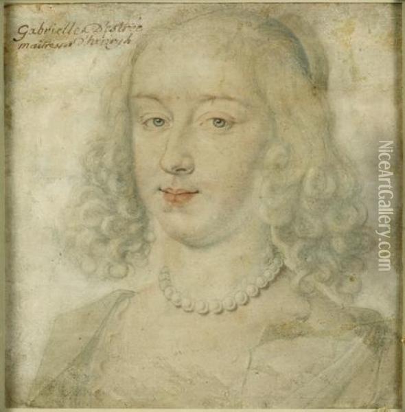 Portrait De Femme Vers 1635-1640 Oil Painting - Daniel Dumonstier