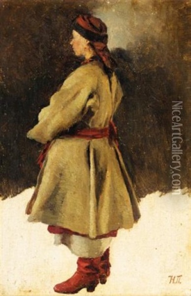 Study Of A Young Woman Oil Painting - Nicolai K. Pimonenko
