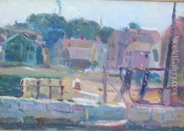 Harbor Scene Oil Painting - Herbert Ward