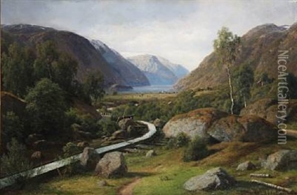 Sorfjorden Ved Odde I Hardanger Oil Painting - Georg Emil Libert