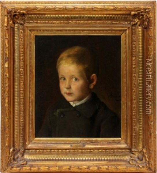 Portrait Of A Little Boy Oil Painting - Josef Gisela