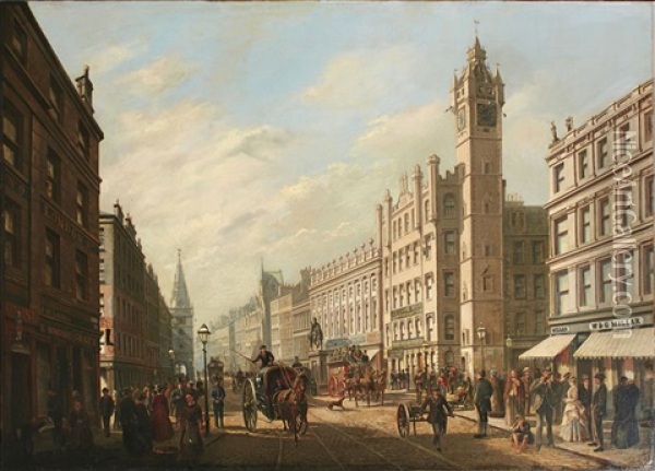 Panoramic View Of The Trongate Glasgow Oil Painting - William Gawin Herdman