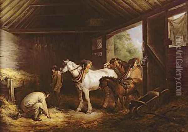 Inside a Stable Oil Painting - George Morland