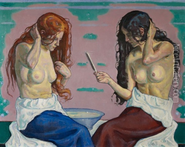 Madchen Bei Der Toilette Oil Painting - Eugen Meyer-Belart
