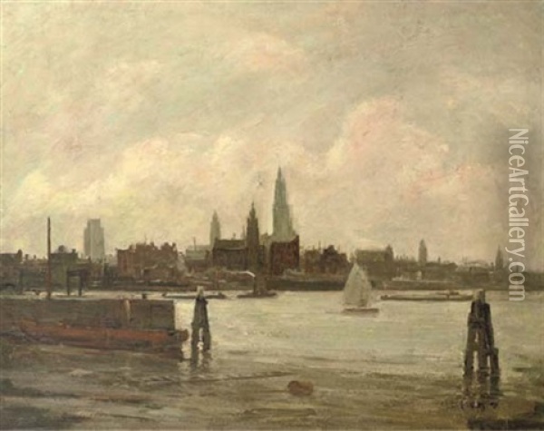A View Of Dordrecht Oil Painting - Wilhelm (Willy) Lucas