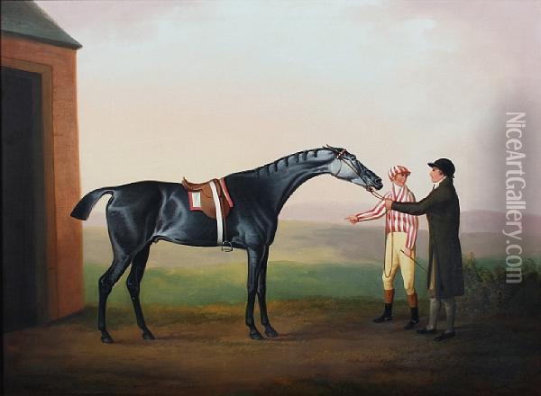 Racehorse With Rider And Groom Oil Painting - Daniel Clowes