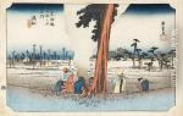 Fujieda Oil Painting - Utagawa or Ando Hiroshige