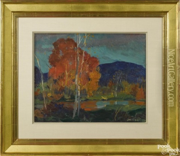 Autumn Landscape Oil Painting - Jonas Lie